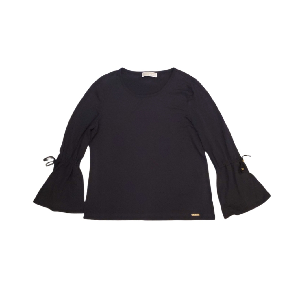 Michael Kors Women's Black Scoop Neck Bell Sleeve Top Medium
